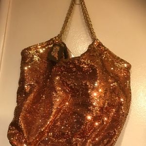 NWT CARLOS SANTANA COPPER SEQUIN GLAMOUR TOTE